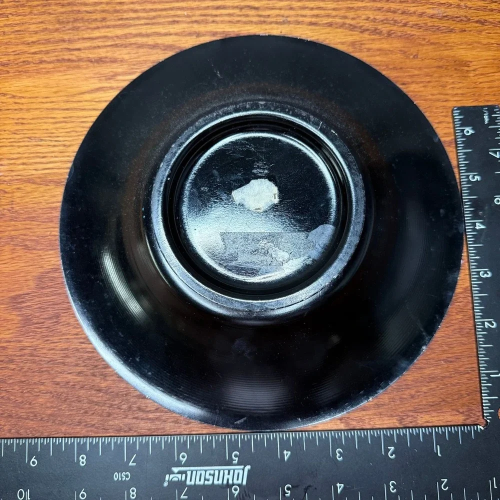 Vintage Black Porcelain Dish Hand Painted‎ - Floral -Japan